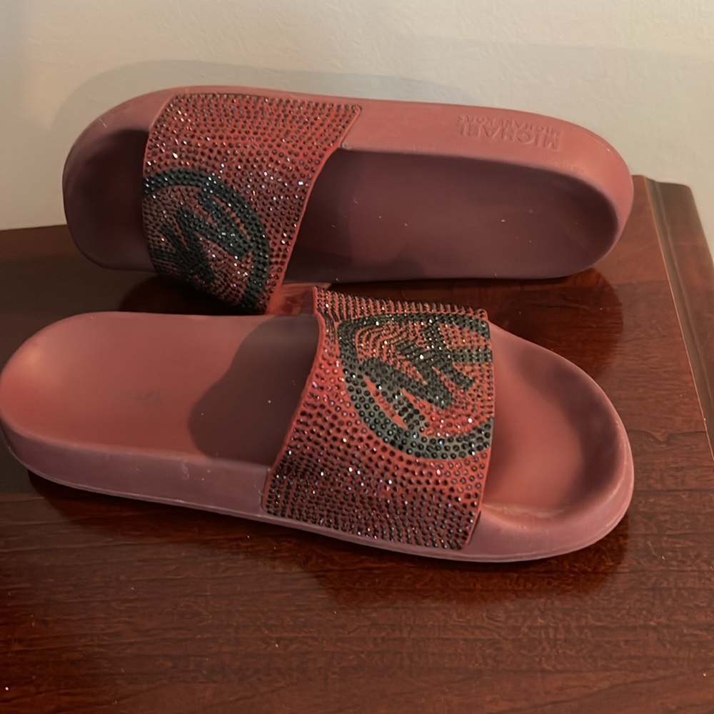 Michael Kors Burgundy Slide Sandals - Picture 3 of 3